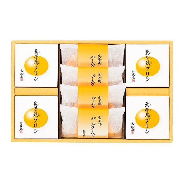 本体価格：3,000円内容量：バームクーヘン×4、プリン78g×4賞味期限：製造日より常温30日保存方法：直射日光、高温多湿を避けて下さい［UBP-30］【手提げ袋をご希望のお客様へ】烏鶏庵の手提げ袋有料化に伴い、当オンラインショップでは2...