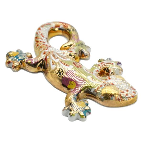 九谷焼 九谷焼ヤモリ 家守 金花詰（しっぽ左巻き）YA-15 : 北山堂