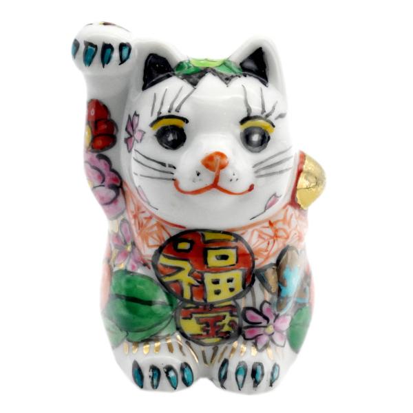 九谷焼 左手招き猫　花詰 九谷焼 招き猫（右手金運招き猫）2.5号花詰 : 北山堂 - 通販 - Yahoo