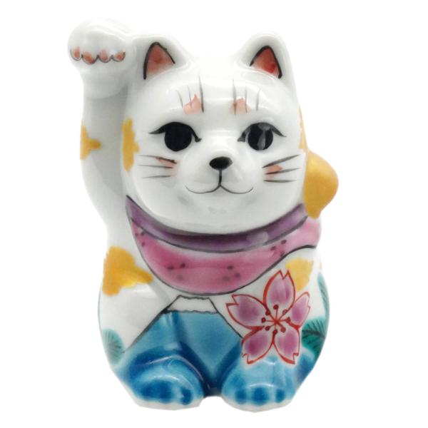 九谷焼　新品　招き猫　縁起尽くし　富士山 九谷焼 招き猫（右手金運招き猫）2.5号富士山に桜 : 北山堂 - 通販