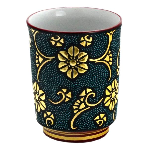 酒盃（内金彩） 渦打青粒盛金宝相華唐草文 [ 三代 仲田錦玉 ] 仲田錦玉