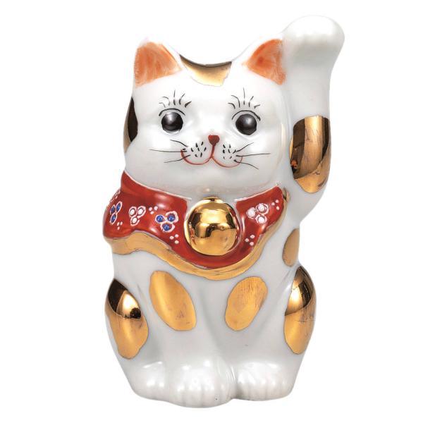 九谷焼 3.3号招き猫（左手人お客招き猫）金ブチK9-1560 : 北山堂