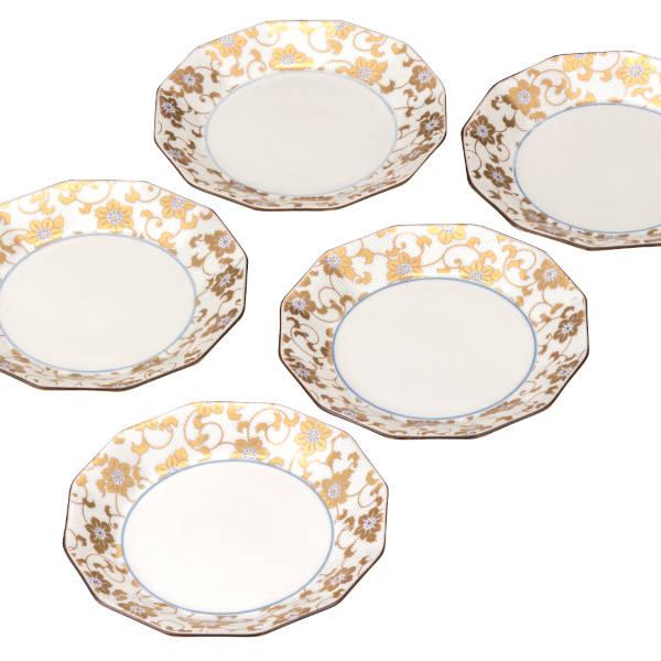 金彩 九谷焼 金山 白粒鉄仙 皿 5枚セット2025年最新】九谷焼 九谷