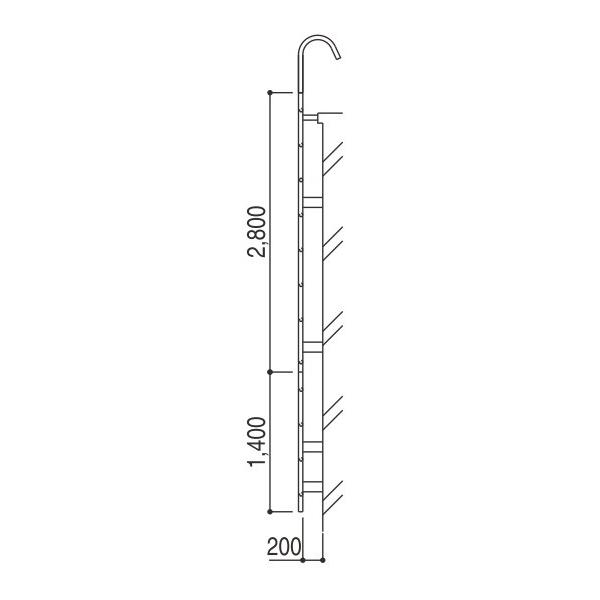 YKKAPウォールエクステリア アルミはしごエクスタラップII セット品：連結タイプ[幅430mm×高4775mm] 出幅：200mm YKK ...
