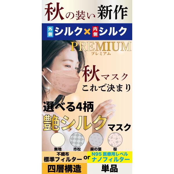 【送料無料】艶シルクマスク 　通年用 　高級サテン織り　 ウィルス対策　 小杉織物 1枚
