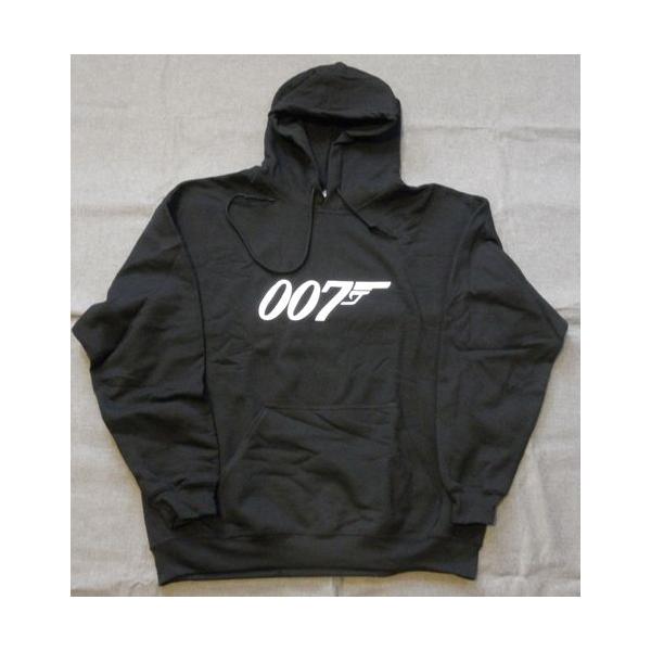 007 ジェームス・ボンド ロゴ メンズパーカ 黒地 L在庫有り