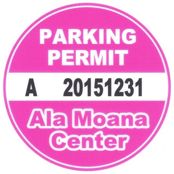 ハワイアン雑貨 ハワイ 雑貨　パーキング パーミット ステッカー(Ala Moana Center)　(メール便対応可) ハワイ 土産 お土産 おみやげ
