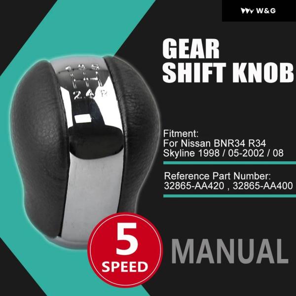 シルバー+ブラック MT-5スピード ギア シフト ノブ カーパーツ