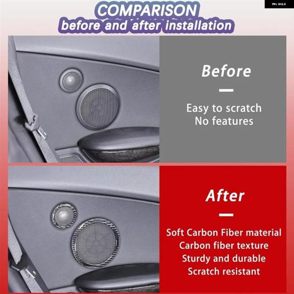 並行輸入品 2004-2010 BMW 6シリーズ E63 E64用 カーボン サイドドア スピーカー リング カバー トリム ステッカー 車内