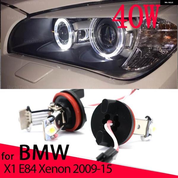 並行輸入品 40W H8 ホワイト エンジェルアイズ リング LED ヘッドライト バルブ 白 BMW X1 E84 ゼノン ヘッドライト 2009-2015