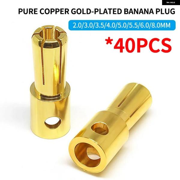 並行輸入品 40個2/3/3.5/4/5/5.5/6/6.5/8MM 航空機モデル用バナナプラグ 金メッキ銅ブラシレスモーター用バレットコネクター