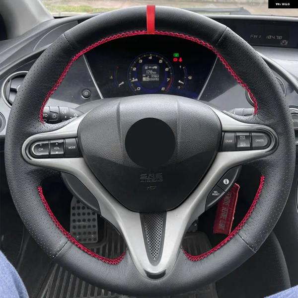 並行輸入品 ホンダ シビック 8代目 MK8 2005 - 2008 - 11 レザー トリム レッド バー 車内 ステアリングホイール カバー
