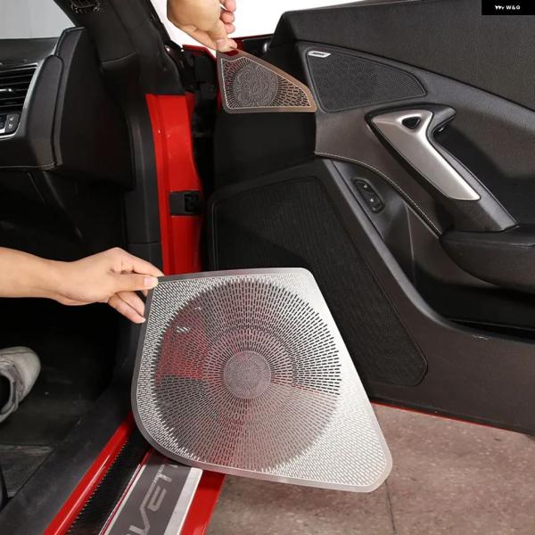 並行輸入品 ドア オーディオ スピーカー カバー 装飾 ラウド スピーカー フレーム シボレー コルベット C7 2014-2019 インテリア