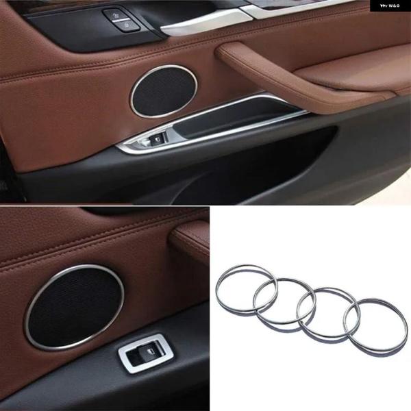 並行輸入品 ドア スピーカー リング カバー トリム BMW X5 F15 2014-2018 BMW X6 F16 2015-2018 シルバークローム イン
