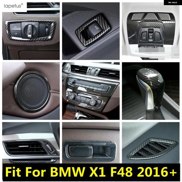 並行輸入品 BMW X1 F48 2016 - 2021 ドア スピーカー / シフト レバー ヘッド/ハンドルボウル/読書灯 カバー トリム カーボン