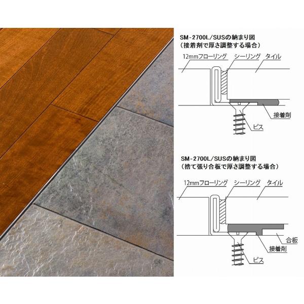 装飾見切り材(床用) 床見切りL(ステンレス) SM-2700L/SUS