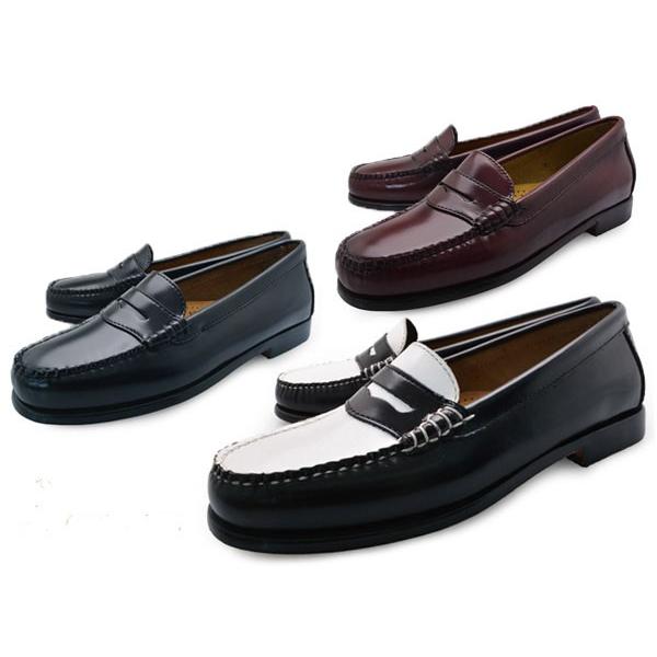 gh bass black and white loafers