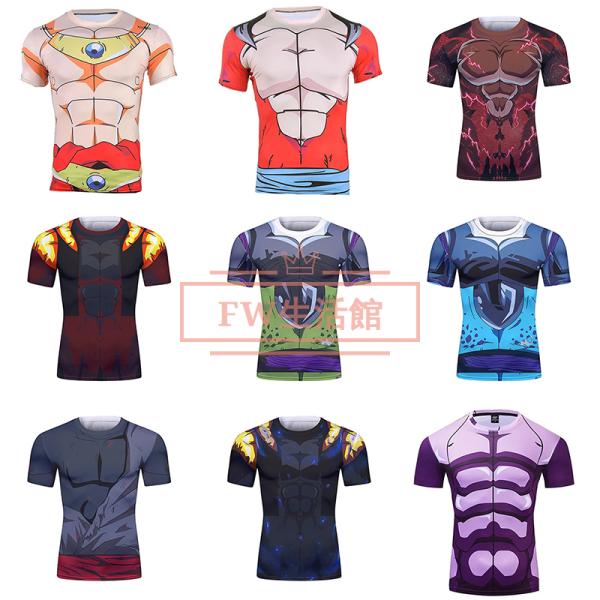 ドラゴンボール孫悟空 コスプレ衣装 半袖Tシャツ運動ウェア フィットネスウェア 半袖スポーツジャージ 男女兼用 通気 吸汗 速乾