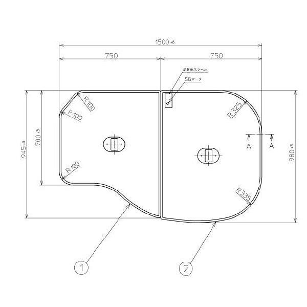  Ĉӂ TOTO Cӂ yʔctgݍ킹 g݂ӂ OF1500×980mm PCF1600LN#N11 (pi PCF1600LR#NW1 )gg