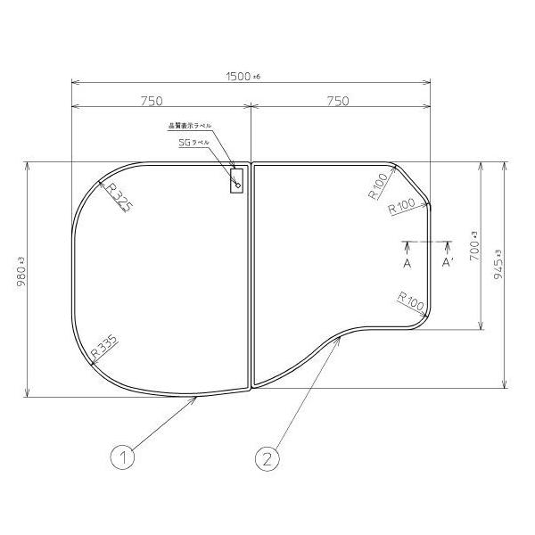 Ĉӂ TOTO Cӂ gݍ킹 g݂ӂ OF1500×980mm PCF1601R #N11 gg