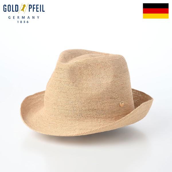 GOLD PFEIL ラフィアハット 春夏 帽子 メンズ レディース スベリの洗えるラフィアハット ナチュラル