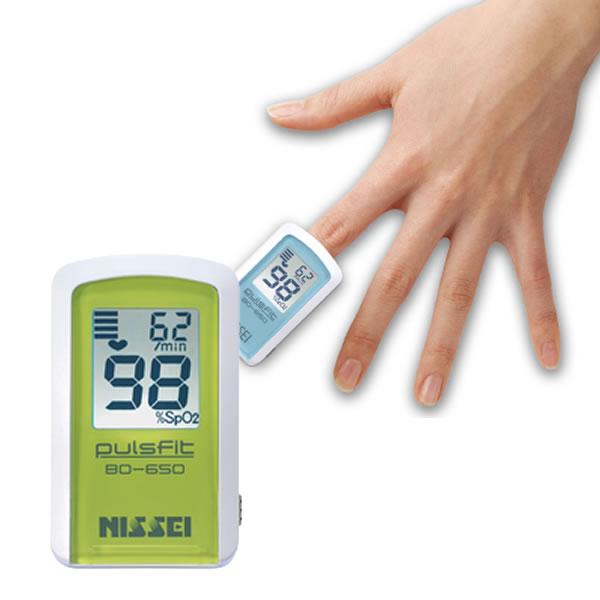 （日本製 保証1年 医療機器認証番号取得）パルスオキシメーター 日本精密測器 NISSEI BO-650 グリーン 血中酸素 飽和濃度 測定器