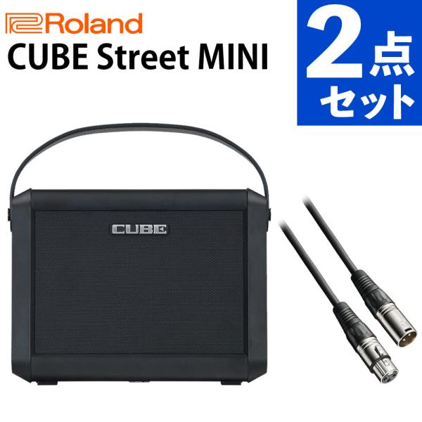 Roland アンプ CUBE Street MINI ブラック 小型 軽量 ストリートライブ CUBE-ST-MI ケーブル付 2点セット