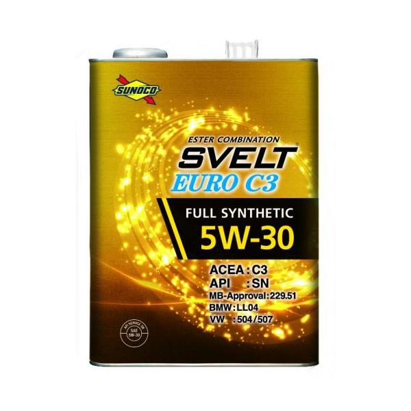 メンテナンス SUNOCO SVELT EURO C3 5W-30 SUNOCO スノコ エンジンオイル SVELT スヴェルト 5W-30 4L缶