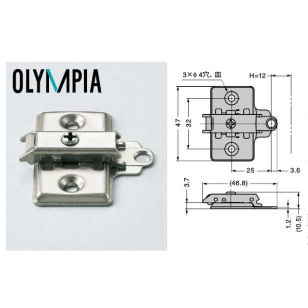仕様●上下調整機構付（±2.5 mm）●厚み：0 mm（標準厚）●H寸法はインセット仕様時、扉厚＋17 mmとなります。●GH-360FP使用時では、扉厚＋19 mmとなります。別売品●丸皿タッピンねじ3.5×15オプション品●マウンティン...