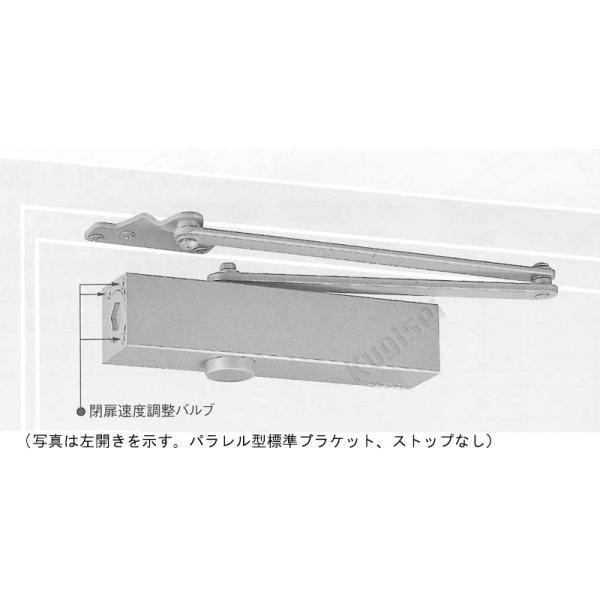 シャープなデザインでコンパクト設計。取付ネジが露出しないので外観がスッキリします。豊富な製品で様々なドア、枠形状に対応。品番：Ｐ−７００２　パラレル型　シルバー　ストップなし適用ドア：木製、アルミ扉　９００Ｘ２１００　４５Ｋｇ以下＜＜　ドア...