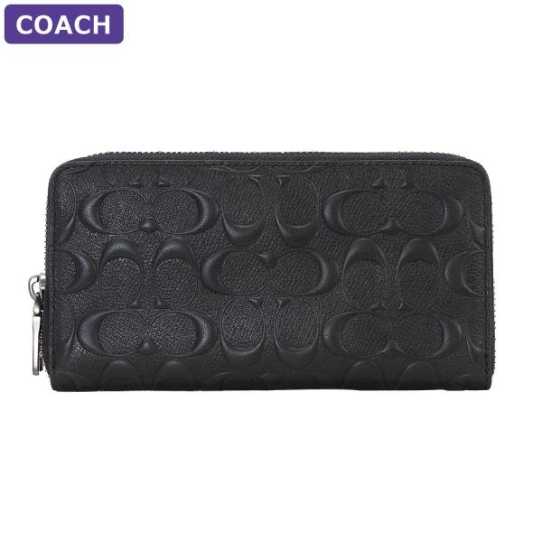 【新品未使用】COACH/コーチ　メンズ/レディース長財布F58113ブラック COACH コーチ 財布 新作 新品 メンズ ファスナー長財布