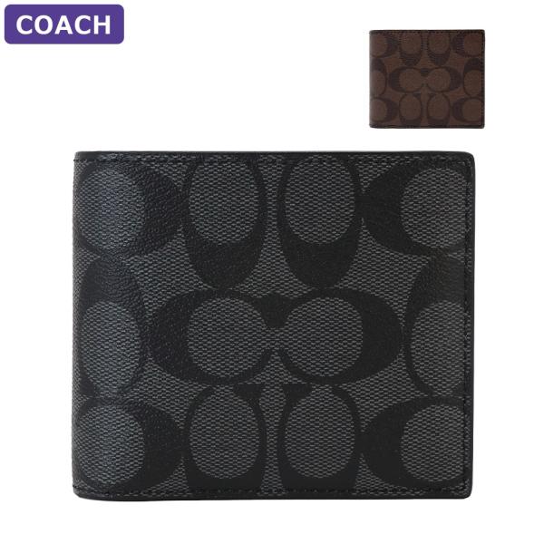 お*餅様 正規品☆COACH(コーチ)折り財布　メンズ ブラック　二つ折り財布 hommage_f74993-m