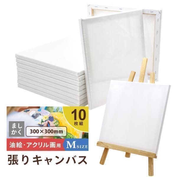 キャンバスボード 10枚セット 30cm×30cm 中目 張りキャンバス Mサイズ