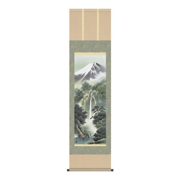 掛け軸　松に鷹　箱あり シン 掛け軸 英泉【雪中松に鷹と雀】染め摺り | qbic