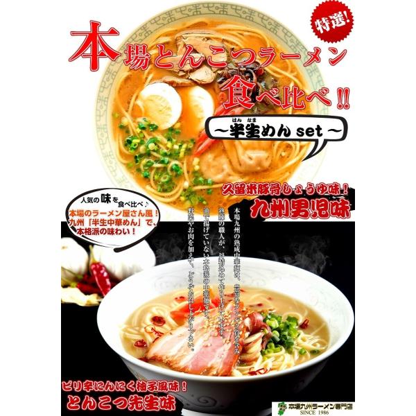 ラーメン　お取り寄せ　とんこつ醤油味　＆　ピリ辛ゆず風味豚骨セット　本場九州とんこつラーメン　半生麺：4人前＋熟成乾燥麺1食おまけ付き