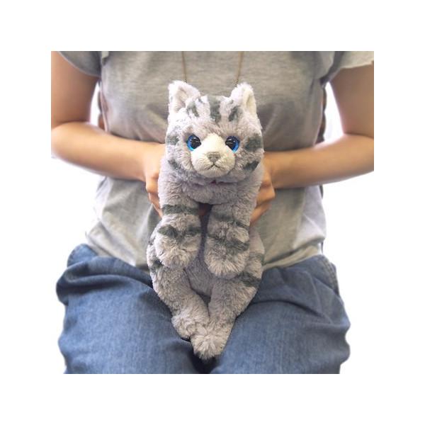 ひざねこ Sサイズ  グレー 猫のぬいぐるみ 本物みたいな重さ サンレモン