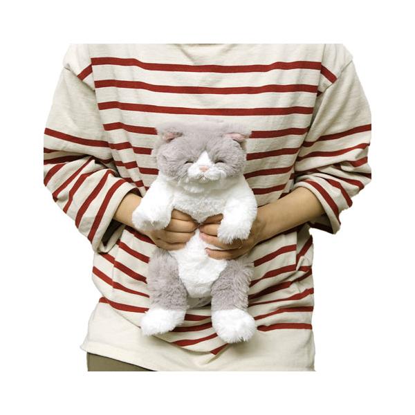 ひざねこ すやすや S グレー 小さいサイズ 猫 ぬいぐるみ ネコ