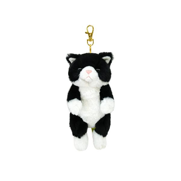 ひざねこ すやすや キーチェーン ハチワレ 猫 ぬいぐるみ マスコット