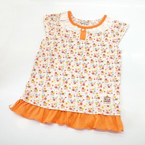 チュニック 子供服 キッズ 女の子 Tシャツ トップス フレンチスリーブ アウトレット