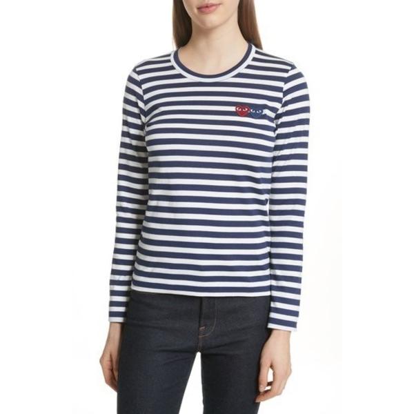 コムデギャルソン プレイ Comme Des Garcons Play レディース トップス ネイビーボーダー ストライプ ダブルハート ロンt 長袖 Tシャツ Heart Logo Tshirt T227 1 Honeybees 通販 Yahoo ショッピング