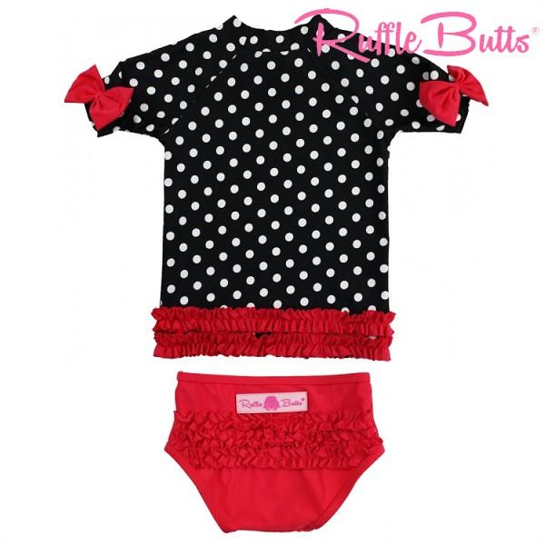 水着 ラッシュガード ビキニショーツ Ruffle Butts ラッフルバッツ ドット柄 水玉 半袖 ベビー 赤ちゃん キッズ 子供 女の子 メール便可 Prayatnonline Org