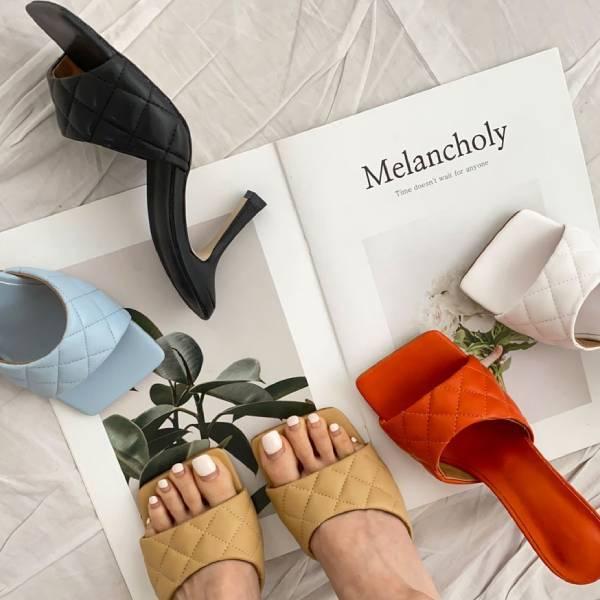 ミュール サンダル 履きやすい 痛くない スクエアトゥ レザータッチ ピンヒール ハイヒール シンプル キルティング ヒール 春夏 人気 R Honeyflash ハニーフラッシュ 通販 Yahoo ショッピング