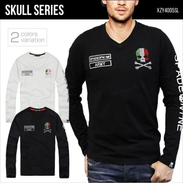 ロングtシャツ 長袖 メンズ Vネック Tシャツ スカル ドクロ ラインストーン イタリア Skull Xzy4005sl Buyee Buyee Japanese Proxy Service Buy From Japan Bot Online