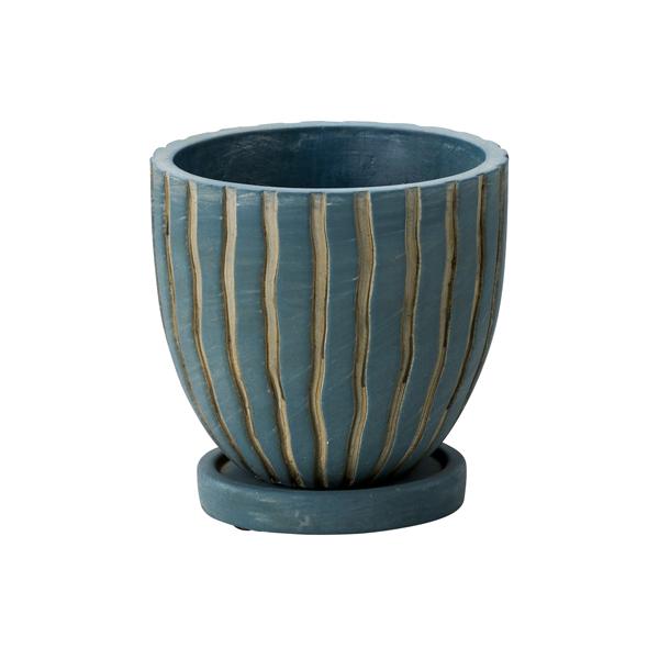 シンプルなデザインの植木鉢です。受皿付きなので置き場所にも困りません。多肉植物やハーブなどと相性抜群です！SIZE：直径10.5cm　高さ9.5cm　内径直径9.0cm受け皿：直径8.0cm　高さ1.2cm素材：セメント※穴あり