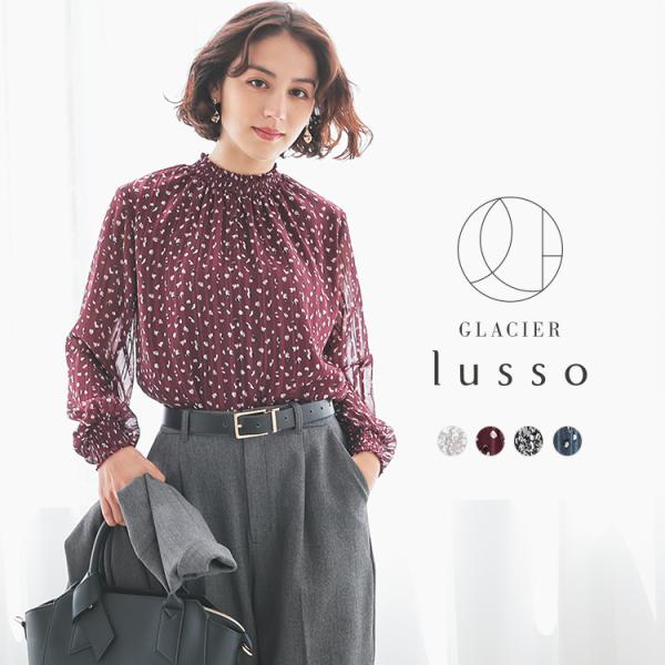 とーLEONARDブラウス　花柄長袖ハイネックトップス honeys-online_5340620120