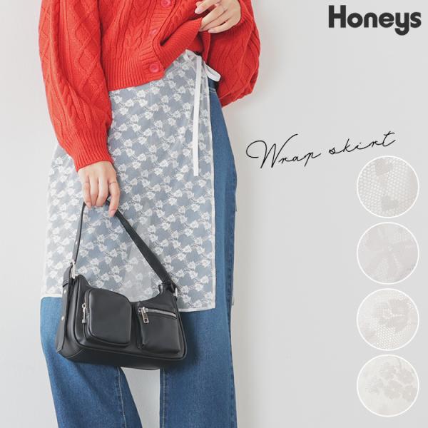 Honeys 巻きスカート レース ハート柄 リボン柄 花柄 透け感