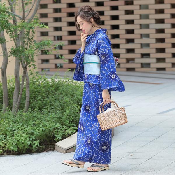 浴衣 レディース 3点セット 浴衣 帯 下駄 青 牡丹 ブルー 牡丹 ぼたん レトロ 古典柄 花柄 浴衣 セット 代 30代 浴衣 19 ホンコンマダム Buyee Servicio De Proxy Japones Buyee Compra En Japon