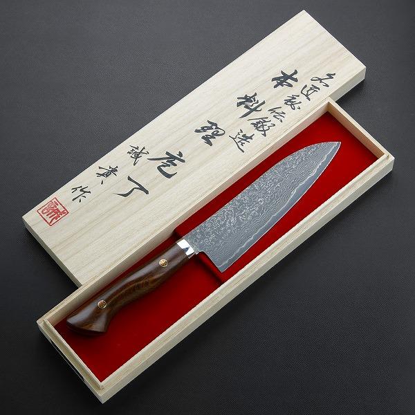 田中誠貴作 三徳包丁 両刃 170mm 粉末ハイスR2 割込み ステンレス