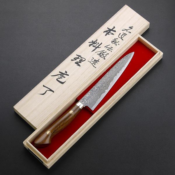 田中誠貴作 ペティナイフ 両刃 150mm 粉末ハイスR2 ダマスカス 田中誠貴作 ペティナイフ 両刃 150mm 粉末ハイスR2 ダマスカス