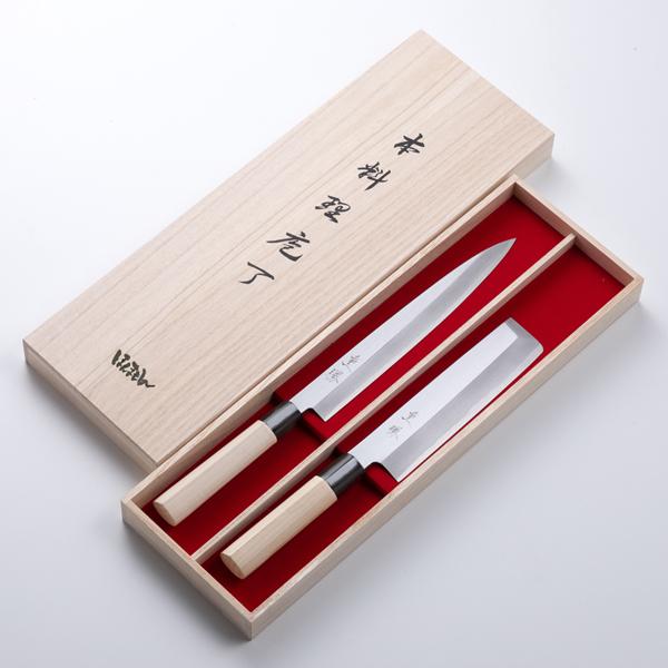 包丁セット 2本組 柳刃240mm 薄刃180mm 堺 重勝 一般向和包丁 木